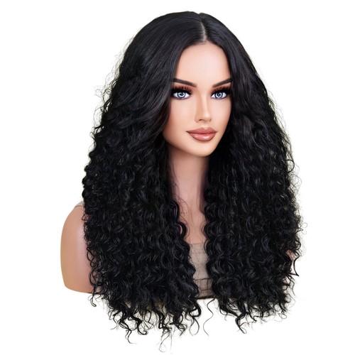 Womens Long Curly Wavy WIG With Bangs Hair Party Wigs Sleek Synthetic Cosplay - Picture 16 of 31