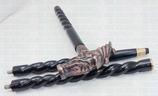 Handmade Antique Finish Human Face Head Handle Wooden Walking Stick Cane Gift