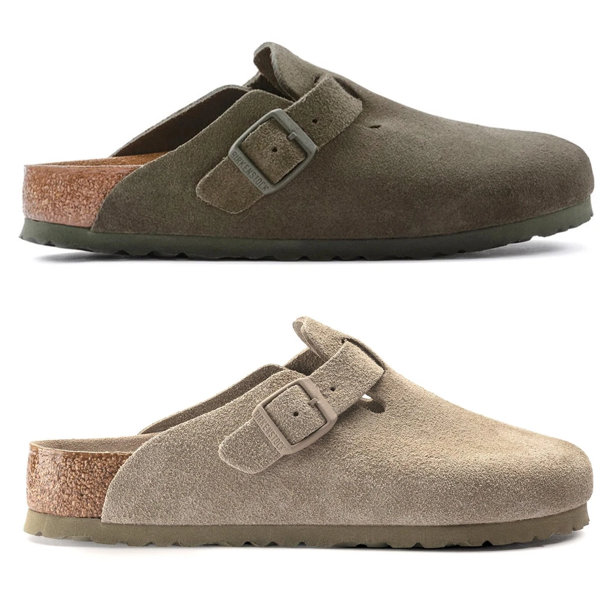 Birkenstock Sandals - Birkenstock Boston sandals - Thyme, faded Khaki Suede