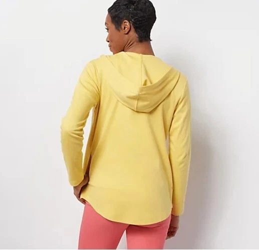 Isaac Mizrahi Live! Essentials Sudadera con Capucha Frontal Abierto Amarillo Margarita Talla 1X A484502 Foto 2 de 3