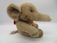 Steiff Elephant 1950s 9" No Tusks Plush Stuffed Animal Button Tag