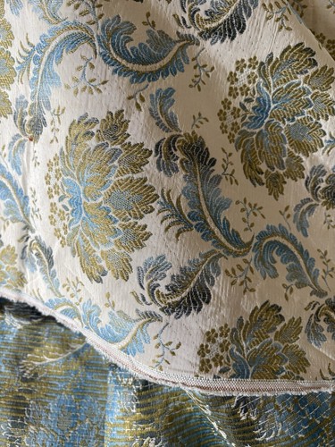 Tela de tapicería vintage francesa floral cartucho brocado muebles ~ azul - Imagen 8 de 9