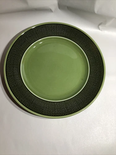 1 Vintage Aurora Green Ironstone Dinner Plate 12 1/4”