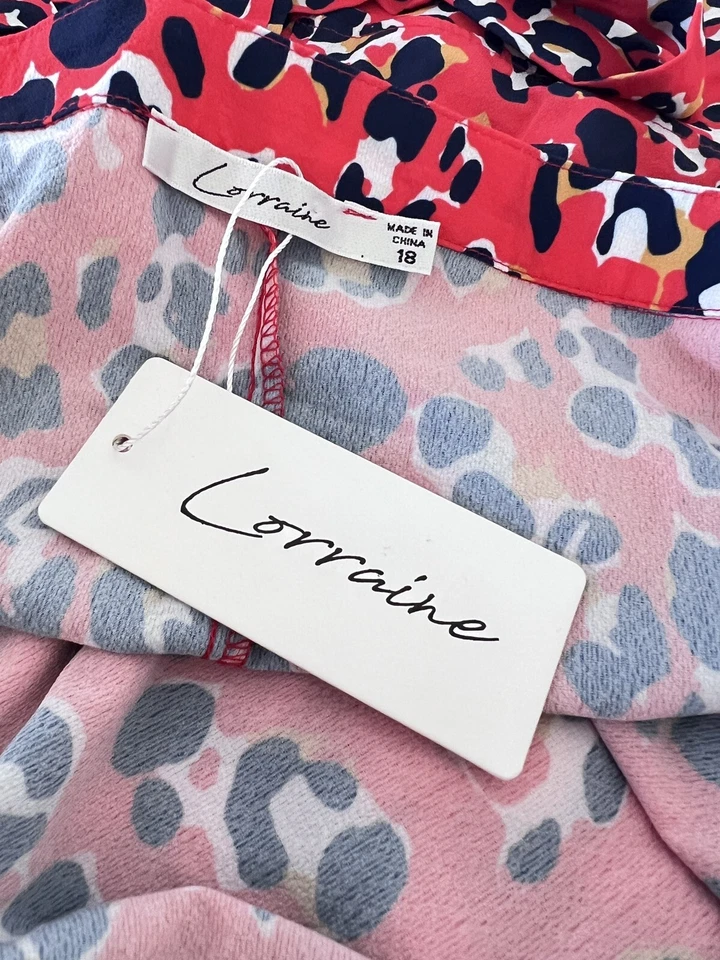 Lorraine Skirt Size 18 / US14 Red/Orange Blue White Frilled Hem Short Wrap BNWT - Image 2 of 4