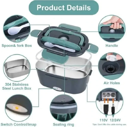 Portable Electric Heating Lunch Box 12V 24V Bento Travel Food Heater Car Plug UK - Picture 15 of 16
