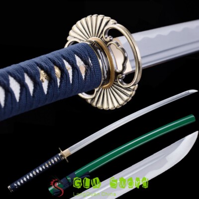 Real Japanese Katana 1095 Carbon Steel Blade Full Tang Sharp Samurai Sword Knife Ebay