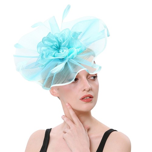 Fascinators Hat for Women Tea Party Hat Mesh Feather Headband Hair Clip Cocktail - Picture 14 of 48