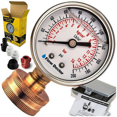 #ad Durable Glycerin Filled Water Pressure Gauge with 5 Adapters for Home Testing $46.79