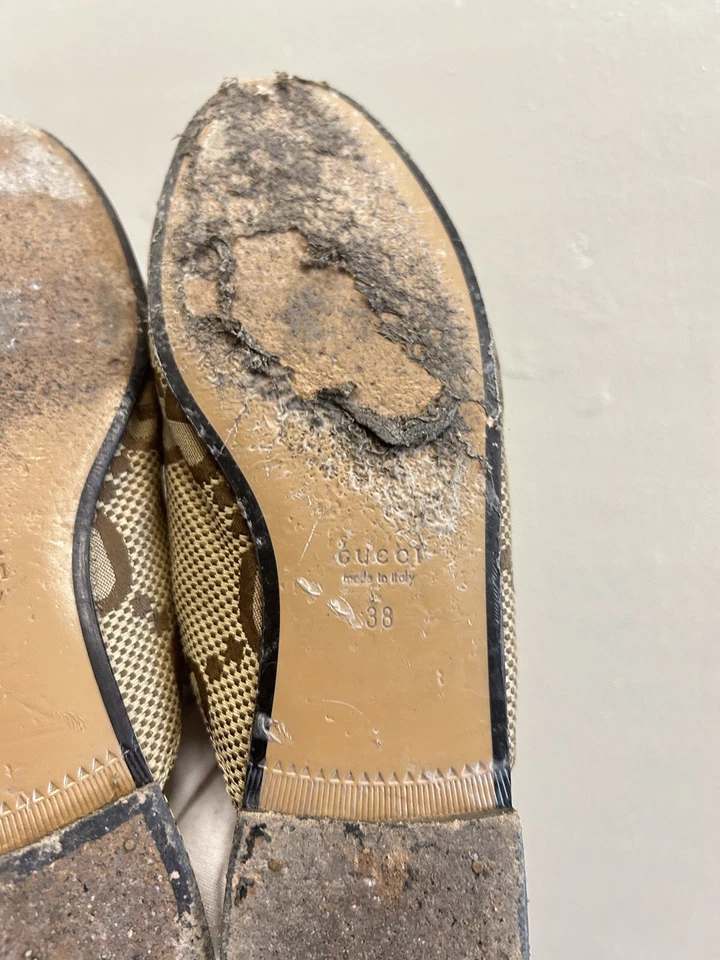 Подлинные меховые мокасины GUCCI WMNS Horsebit Princetown бежевые сшитые 38 ЕС 8 США - Изображение 4 из 4