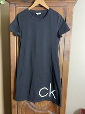 Calvin Klein Women’s Medium Black Crew Neck Short Sleeve Soft T-Shirt Dress