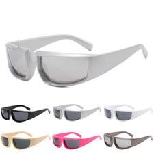 Silver Steampunk Wrap Sunglasses Women Hot Girls Y2K PUNK Shades Glasses Goggles