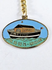Keychain - The Barge, At Lulu - Abidjan - Painted Metal, Vintage 1960s -