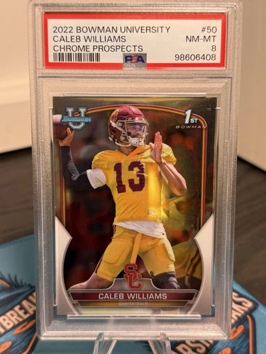 2022 Bowman University Caleb Williams Chrome Prospects - PSA 8