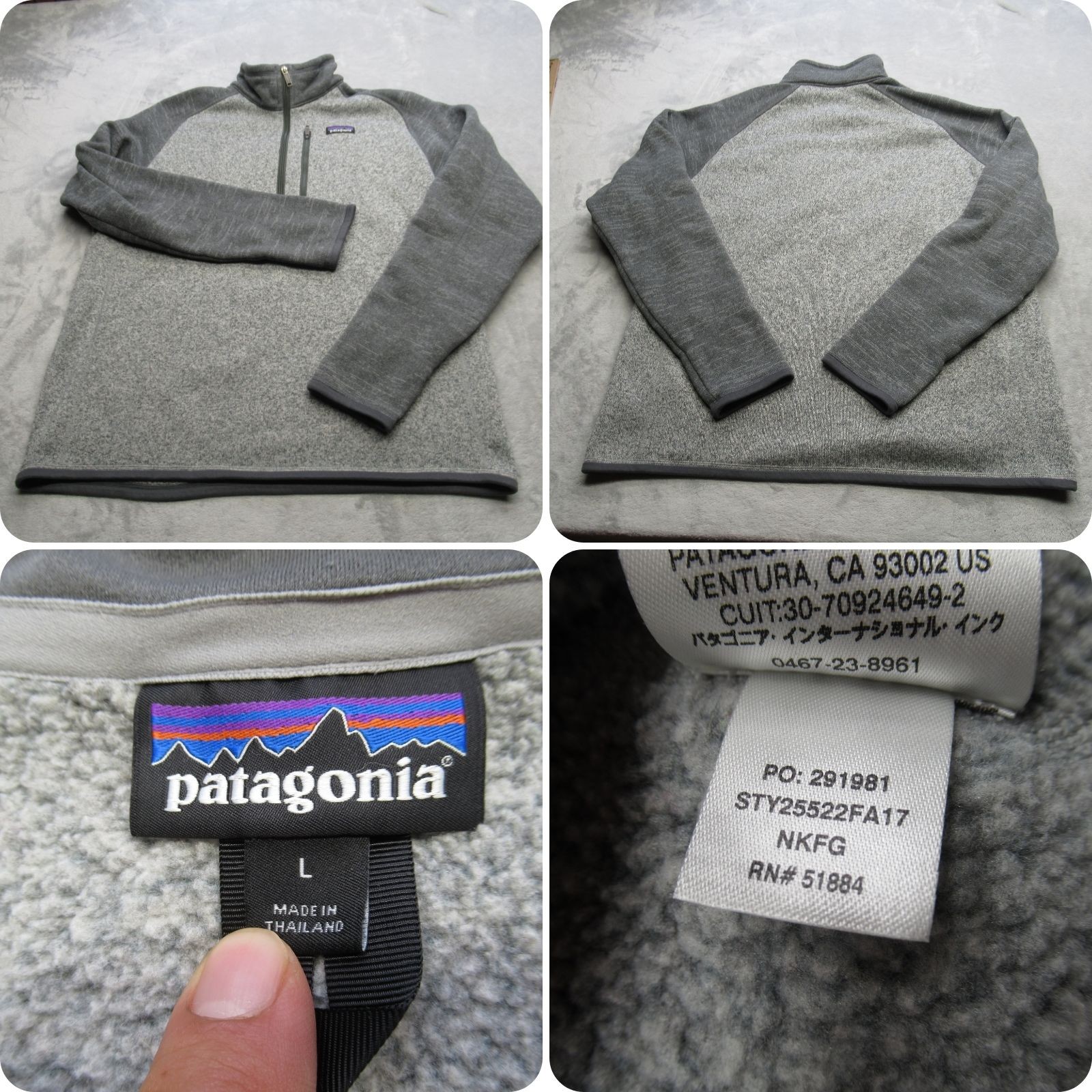 Patagonia Men's Large Gray Better Sweater 1/4 Zip Fleece Pullover-image
