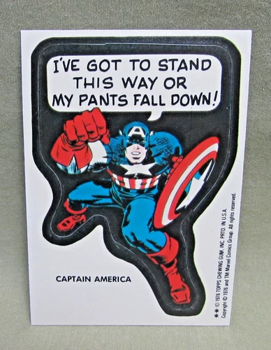1976 CAPTAIN AMERICA STICKER Topps vintage Marvel Super Heroes comic book card