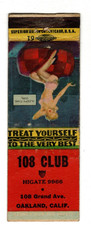 108 CLUB matchbook matchcover - OAKLAND, CALIFORNIA - GIRLIE PIN UP