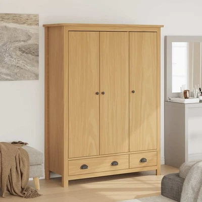 Pin Solide Garde-robe à 3 Portes 127x50x170 cm Armoire Vêtement Chambre vidaXL - Photo 1/4