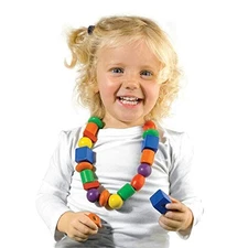 SES Creative 14808 Children's I Learn to Thread Beads, Blue I learn Thread Beads