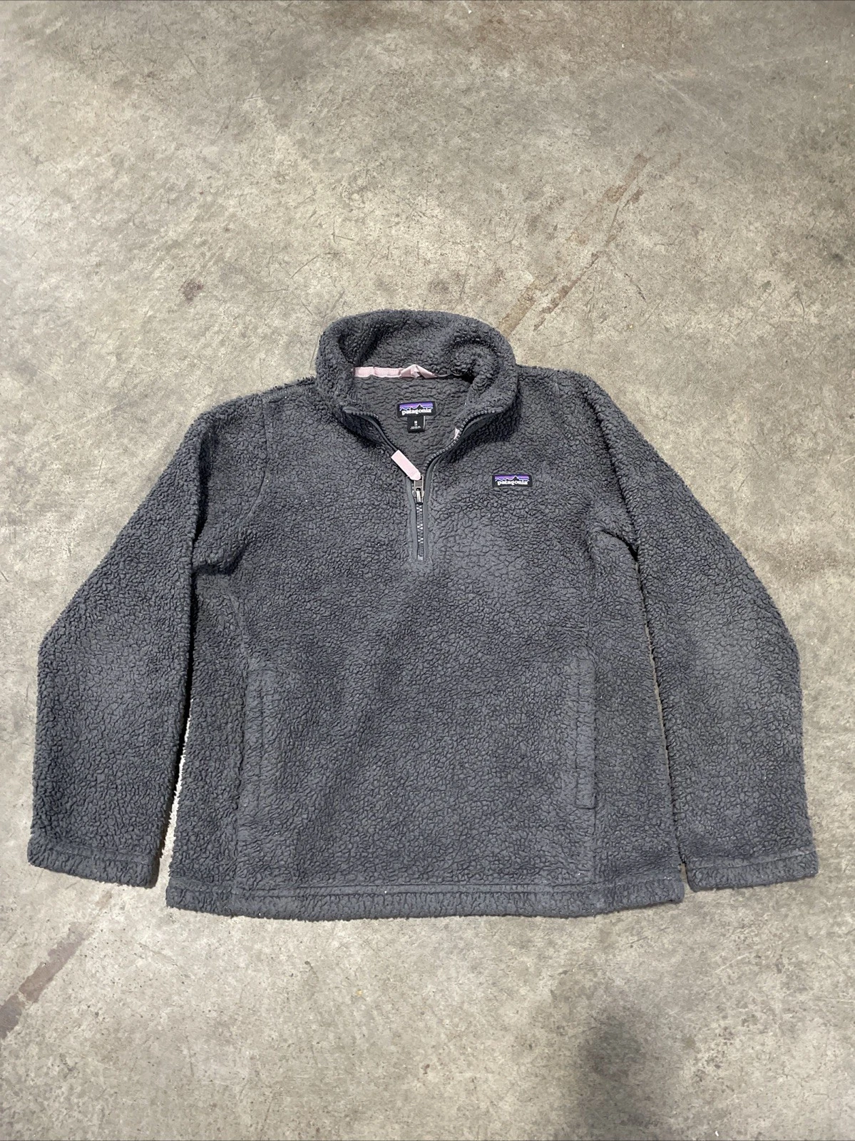Patagonia Jacket Youth Medium Gray Retro Pile Sherpa Full Zip Outdoors Sweater