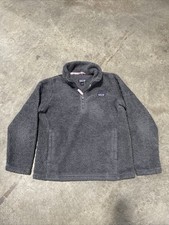 Patagonia Jacket Youth Medium Gray Retro Pile Sherpa Full Zip Outdoors Sweater
