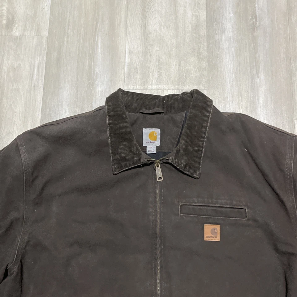 Chaqueta Carhartt Detroit Bankston Hombres 2XL Marrón Ropa de Trabajo Acolchada Forrada 101228-201 Foto 3 de 4