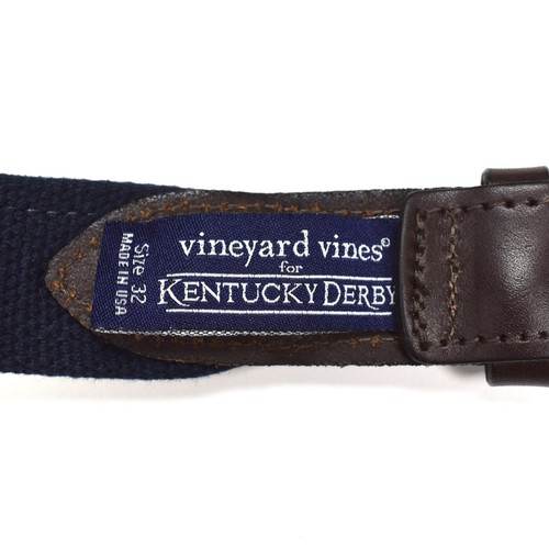 $68 Vineyard Vines Kentucky Derby Mint Julep Print Belt Men's 32 Leather Preppy - Picture 4 of 8