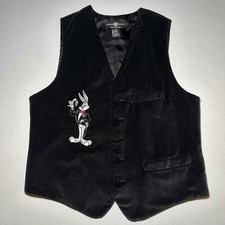 VTG 95 Bugs Bunny Tuxedo Vest Mens Small Black Velvet Warner Bros Store