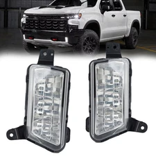 Pair LED Front Bumper Fog Light Lamp For Chevrolet Silverado 1500 2022 2023 2024