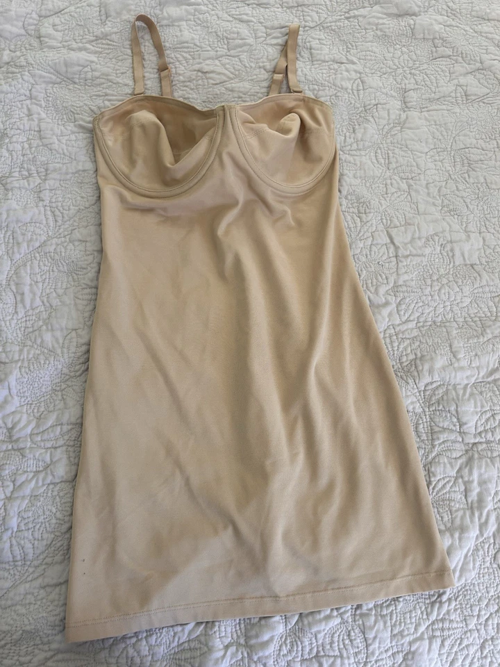 Hanes Bra Cup 36D Unlined UW Shapewear Body Slip Slimming T704 Beige Tan #A341 - Изображение 2 из 4