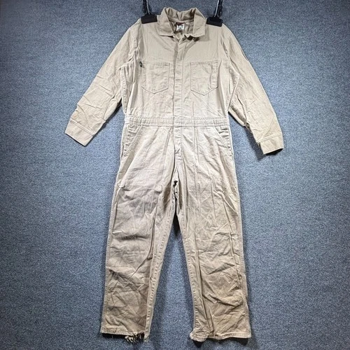 Saf-Tech Coveralls Jumpsuit Mens Large Khaki ATPV 11.5 Flame Resistant Workwear - product listing photo