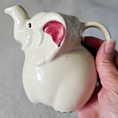 Vintage Shawnee Pottery Elephant Pitcher Creamer Happy Anthropomorphic USA 4.5"