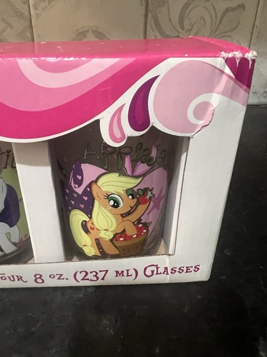 My Little Pony Glassware Set 8 Oz 4 Pc 2013 Rainbow Twilight Applejack Pinkie - Picture 2 of 21