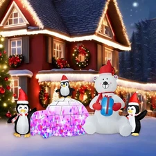 Christmas Inflatable Decoration, 10FT Polar Bear Snowball Igloo Lighted Blow ...