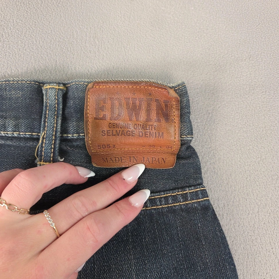 Jeans Edwin Para Hombres 38x26 505Z Ribete Denim Cremallera Mosca Hecho en Japón Retazos Foto 4 de 4