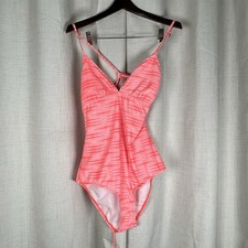 New Athleta Ariel Cut Out One Piece Orange Strappy Swimsuit Bathing Suit Large