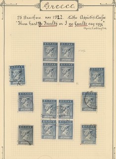 1911 23 Head of Hermes 25d selection with mint and used blocks