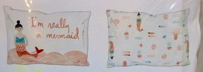 Primitives By Kathy Set 2 Pillowcases Mermaid Standard Coastal Decor Kid's Room