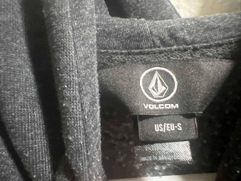 Volcom Para Hombre Pullover Sudadera con Capucha S Gris Sudadera Bolsillos Estampado Gráfico Púrpura Y2k Foto 3 de 4