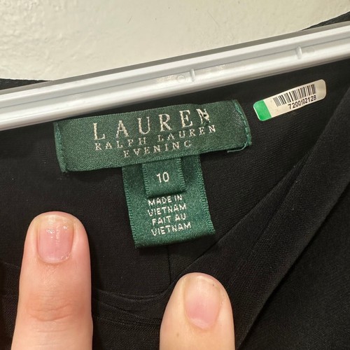 Lauren Ralph Lauren Womens Gown 10 Maxi Black Tie Event Long Sleeve Stretch - Foto 2 di 6