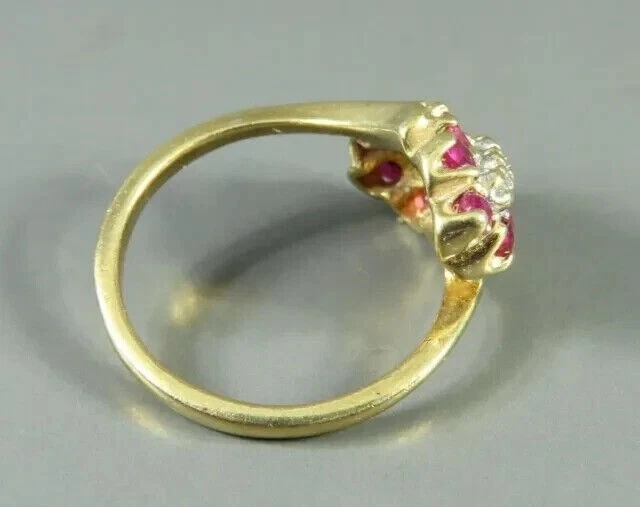 Обручальное кольцо круглой огранки с имитацией красного рубина с покрытием из желтого золота 14 карат 2 карата - Изображение 3 из 3