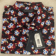 NWT Hart Schaffner Marx M navy red floral short sleeve button up shirt mens 89