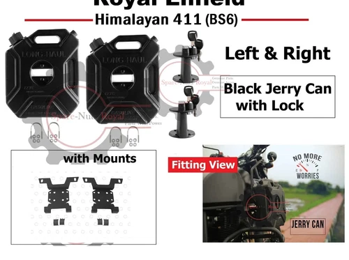 Fit For Royal Enfield "Himalayan 411 Black Jerry Can Pair with Lock & Mounts"