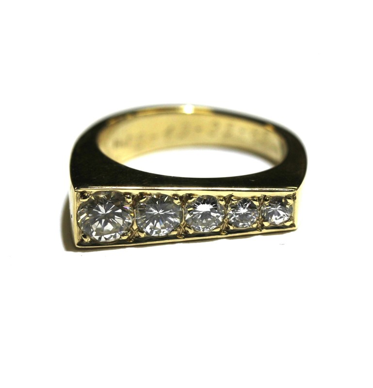 14k yellow gold 1.11ct SI1 H womens diamond cluster ring 7.9g unique ladies 7.5