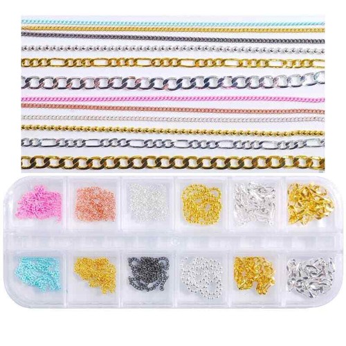 Nail Art Chain DIY Nail Accessor Set Polymer Clay 12 Grid Decor Pearl Flower - Picture 25 of 51