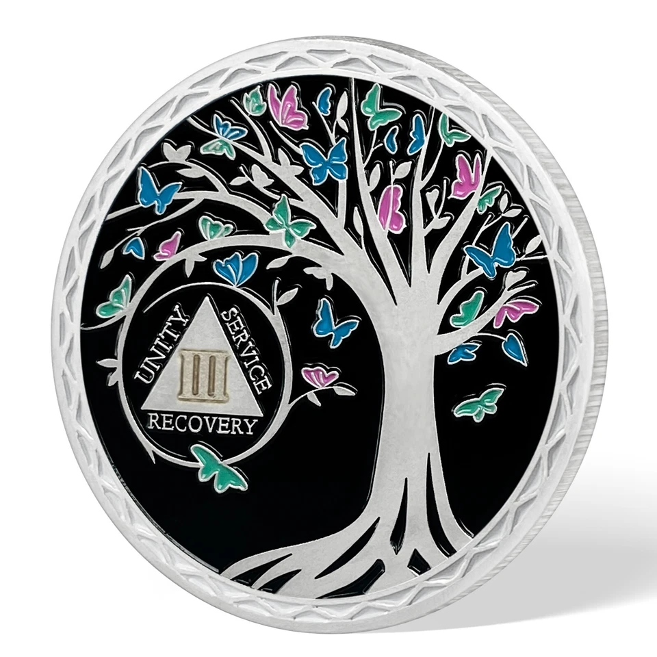 3 Year Sobriety Coin, AA Chips Medallion Alcoholics Anonymous Three Years Sober - Image 3 of 4