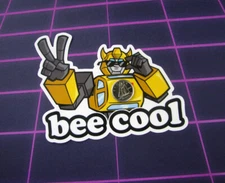 "Bee Cool" Vinyl Sticker Auto Bot Bumble 80s Robot Bee Skateboard Decal
