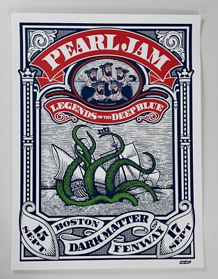 Pearl Jam Poster Fenway Park Boston MA 2024 Official Silkscreen