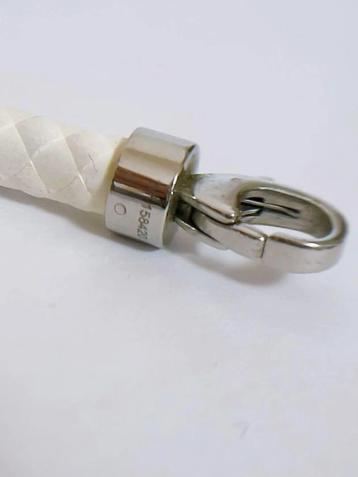 Pulsera Omega Blanca Talla S Caucho Trenzado Plata Acero Inoxidable Sin Caja Usada Foto 4 de 4