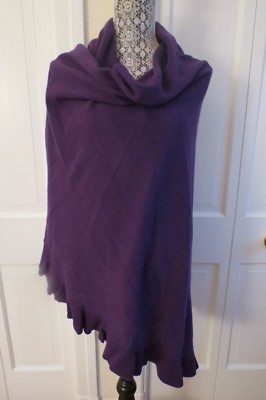 Nice Portolano Cashmere Ruffled Shawl   Purple/Wild Plum   NWT - $670