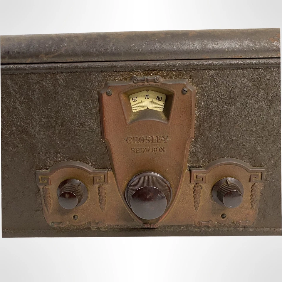 Radio de mesa vintage de 1920 CROSLEY Showbox 706-60, 8 tubos - piezas / puesta en escena Foto 4 de 4